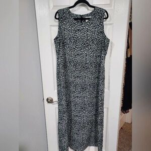 Vintage Victoria Moon Black Leopard Print Sleeveless Maxi Dress in Size XL